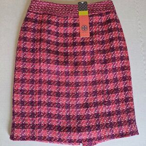 Tory Burch Merlot Multi Tweed Darren Straight Pencil Skirt Size 2 NWT 18121309